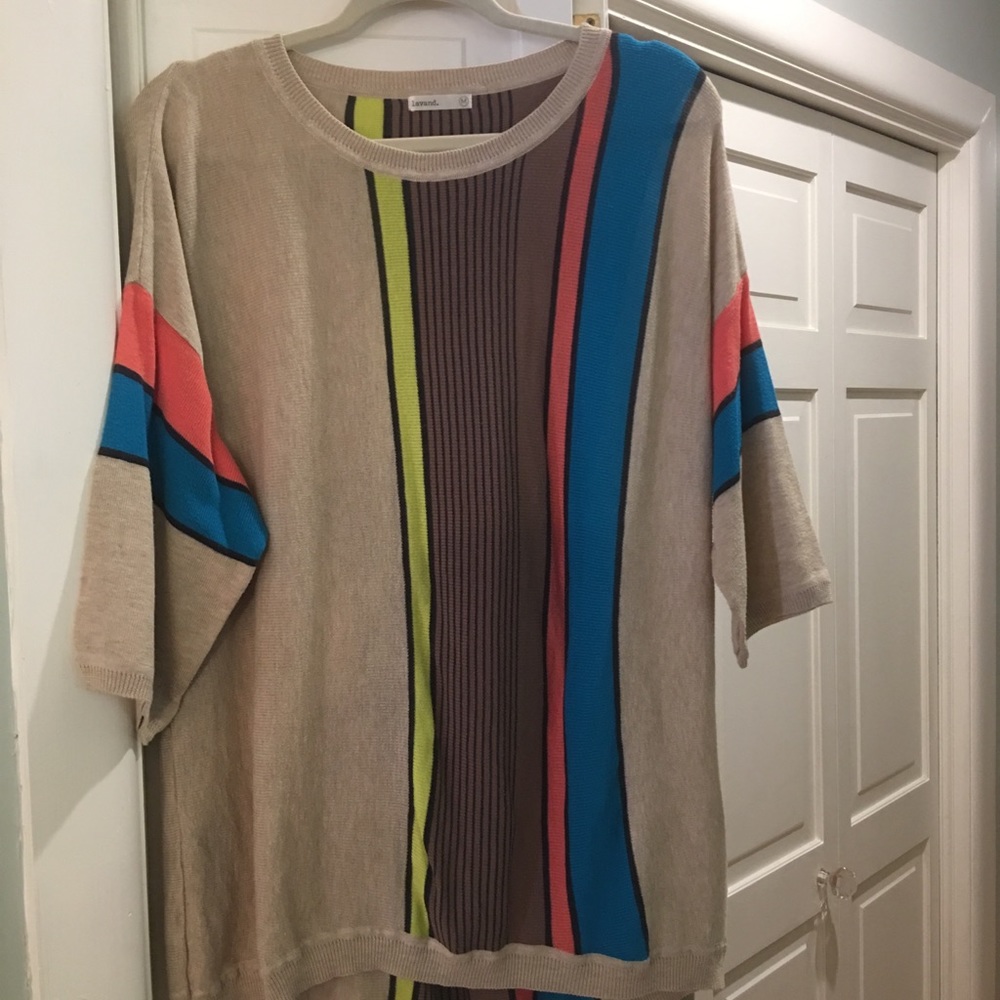 Boutique 3/4 sleeve/elbow stripe sweater